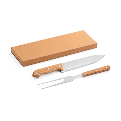 SALSA. Conjunto de 2 peças para barbecue em bambu e aço inoxidável